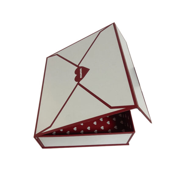 Ivory Burgundy Heart Envelope Style Skincare Collapsible Gift Box