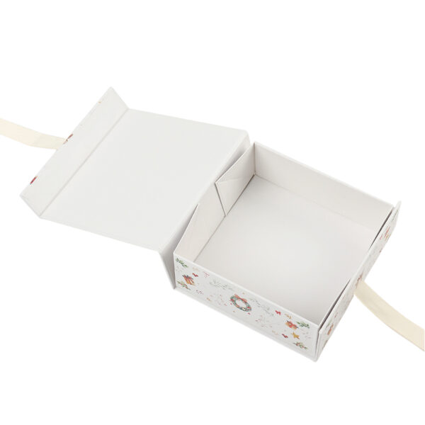 Ivory Christmas Village Ribbon Collapsible Gift Box