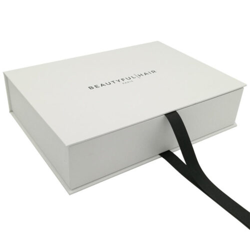 Ivory Collapsible Hair Extension Gift Box with Black Satin Ivory Collapsible Hair Extension Gift Box with Black Satin