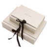 Ivory Foldable Cosmetic Presentation Box with Brown Ribbon