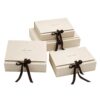 Ivory Foldable Cosmetic Presentation Box with Brown Ribbon