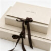 Ivory Foldable Cosmetic Presentation Box with Brown Ribbon