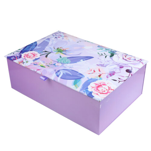 Lavender Floral Holographic Skincare Collapsible Gift Box