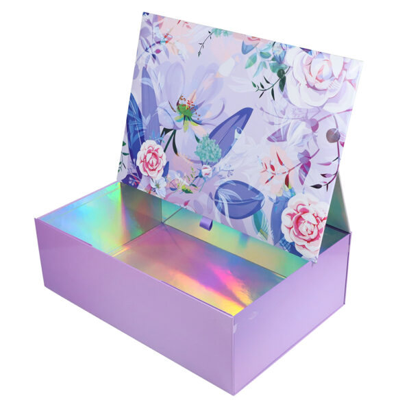 Lavender Floral Holographic Skincare Collapsible Gift Box Lavender Floral Holographic Skincare Collapsible Gift Box