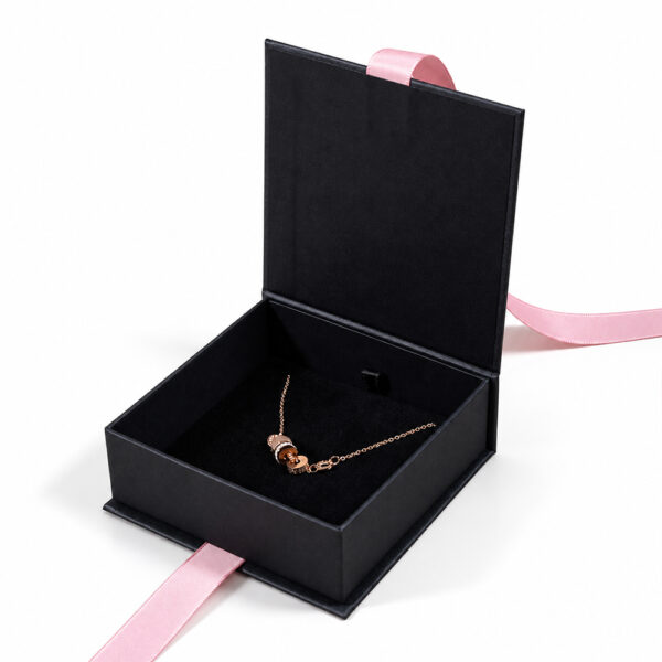 Matte Black Collapsible Watch Gift Box with Pink Satin Ribbon Matte Black Collapsible Watch Gift Box with Pink Satin Ribbon
