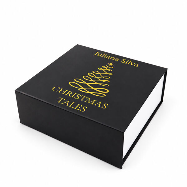 Matte Black Gold Christmas Tree Collapsible Gift Box
