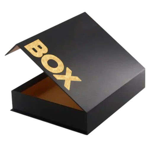 Matte Black Gold Interior Apparel Collapsible Gift Box