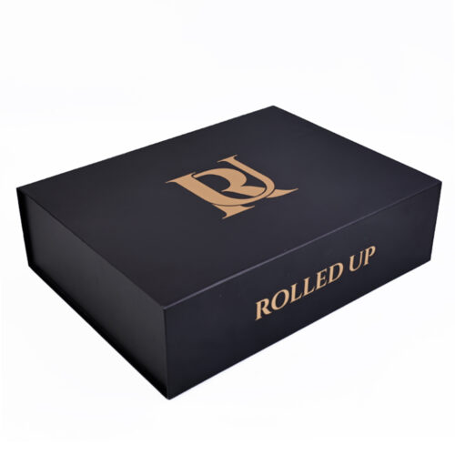Matte Black Gold Monogram Collapsible Corporate Gift Box