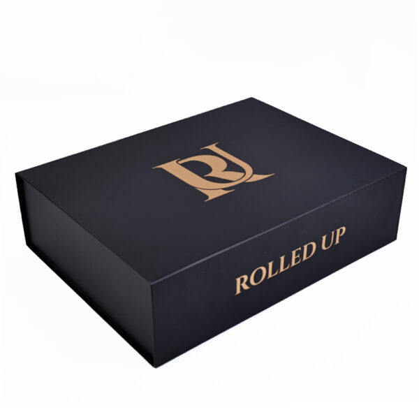 Matte Black Gold Monogram Collapsible Corporate Gift Box