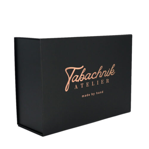 Matte Black Rose Gold Logo Skincare Collapsible Gift Box