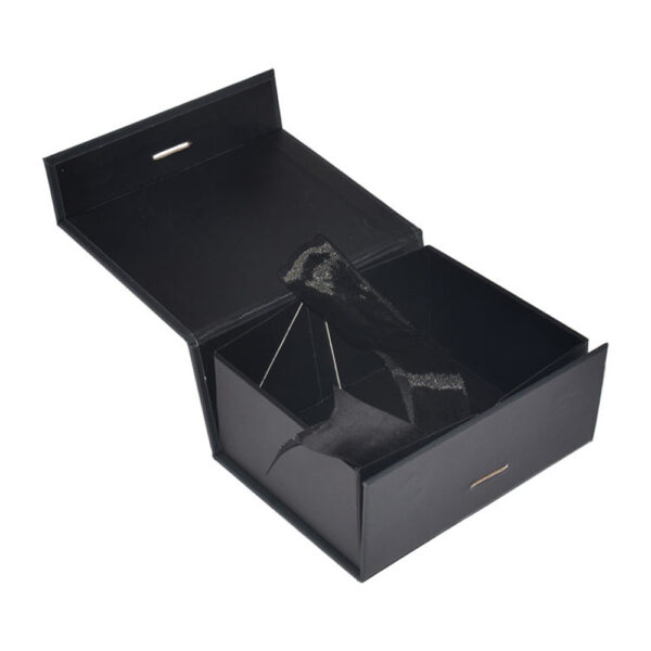 Matte Black Sheer Bow Apparel Collapsible Gift Box