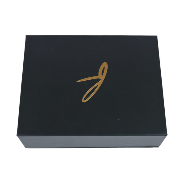 Matte Black and Gold Collapsible Gift Box with Satin Lining
