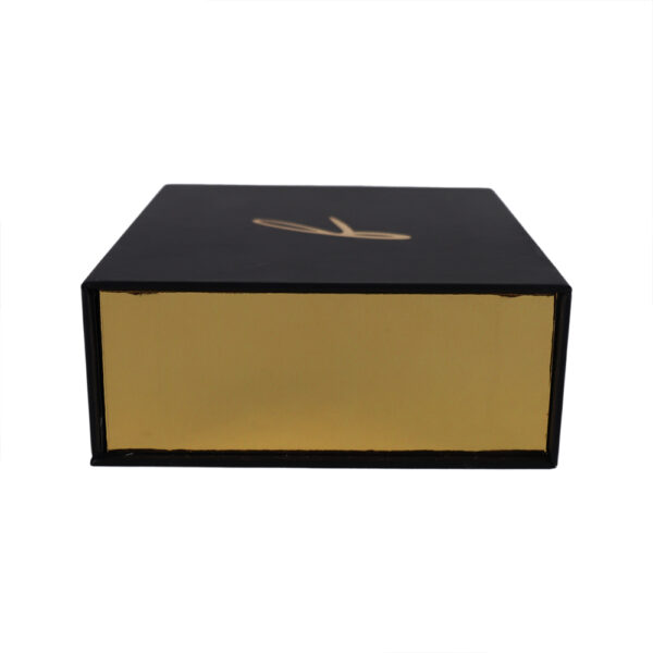 Matte Black and Gold Collapsible Gift Box with Satin Lining