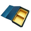 Metallic Teal Blue Collapsible Gourmet Food Gift Box with Gold Dividers
