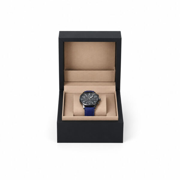 Midnight Black Collapsible Watch Gift Box with Beige Cushion