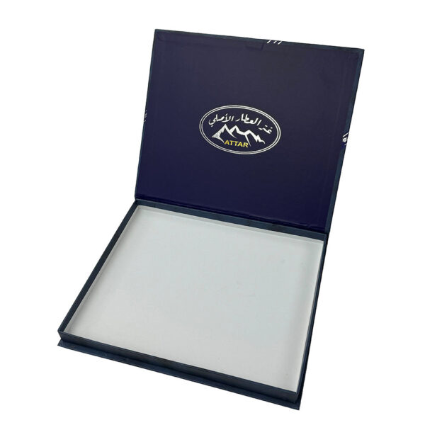 Midnight Blue Chocolate Collapsible Gift Box with Silver Logo