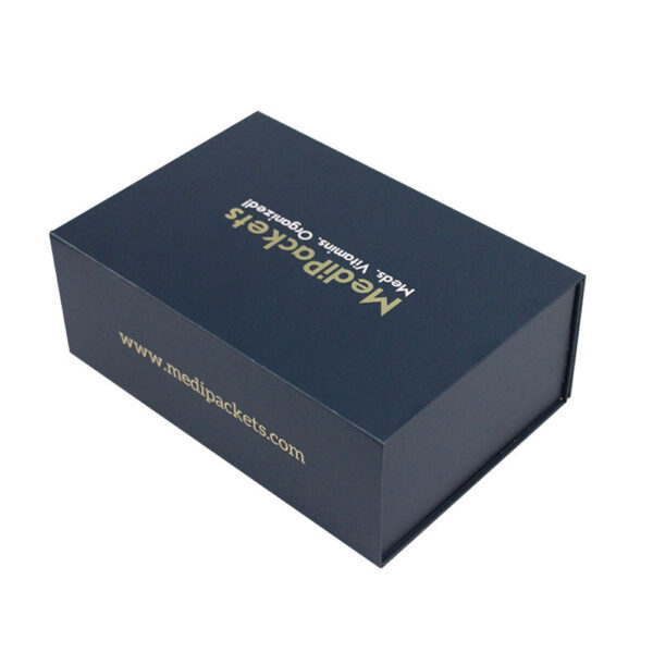 Midnight Navy Gold Logo Luxury Collapsible Gift Bo