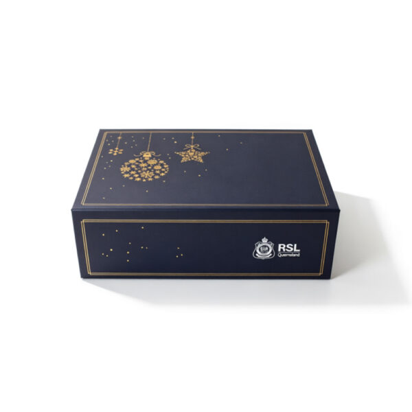 Midnight Navy Gold Ornament Collapsible Christmas Gift Box