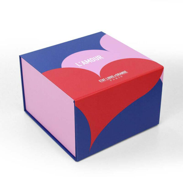 Navy Blue Heart-Print Collapsible Candle Gift Box Navy Blue Heart-Print Collapsible Candle Gift Box