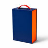Navy Blue & Orange Collapsible Gourmet Food Gift Box with Handle