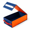 Navy Blue & Orange Collapsible Gourmet Food Gift Box with Handle