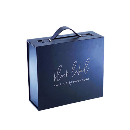 Navy Carry-Handle Collapsible Hair Extension Gift Box Navy Carry-Handle Collapsible Hair Extension Gift Box