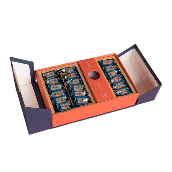 Navy Lattice Double-Door Tea Collapsible Gift Box