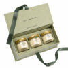 Olive Green Ribbon-Tied Three-Jar Collapsible Candle Box