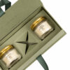 Olive Green Ribbon-Tied Three-Jar Collapsible Candle Box