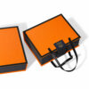 Orange Navy Ribbon Handle Apparel Collapsible Gift Box