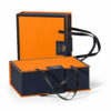Orange Navy Ribbon Handle Apparel Collapsible Gift Box