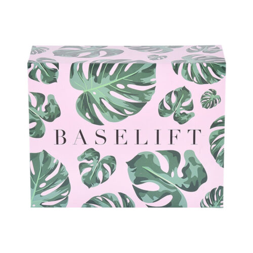 Pastel Pink Tropical Leaf Print Skincare Collapsible Gift Box
