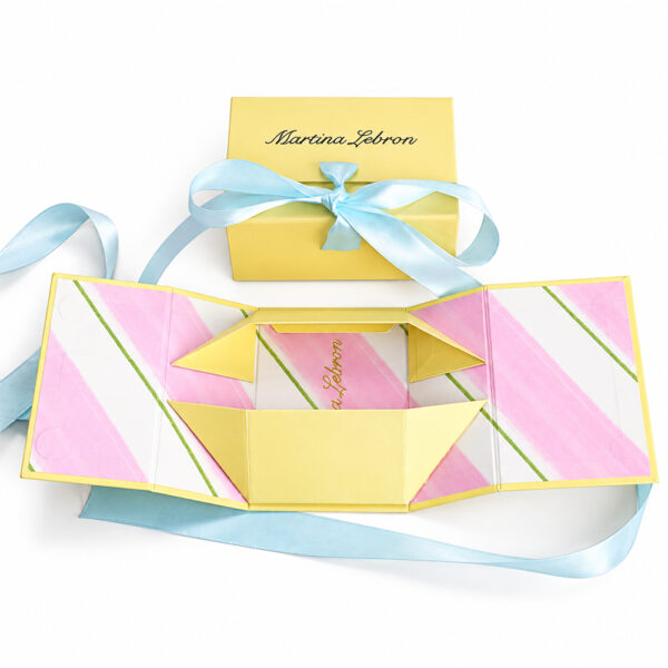Pastel Yellow Ribbon-Tie Perfume Collapsible Gift Box
