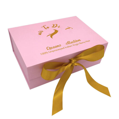 Pink Collapsible Cosmetic Gift Box with Gold Satin Interior Pink Collapsible Cosmetic Gift Box with Gold Satin Interior
