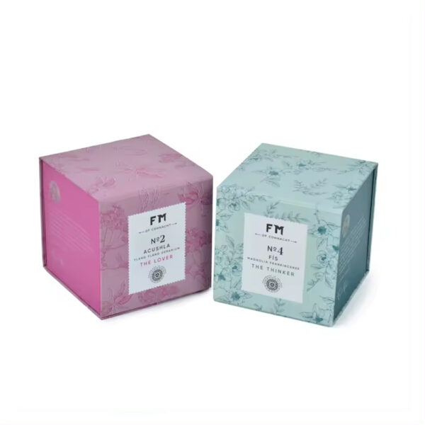 Pink and Aqua Floral Cube Collapsible Candle Gift Box