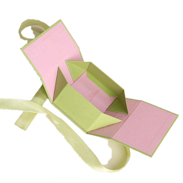 Pistachio Green Satin Ribbon Perfume Collapsible Gift Box
