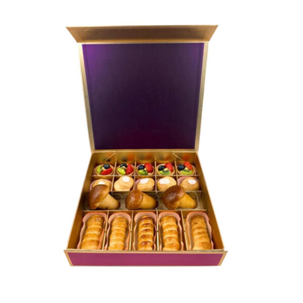 Plum Purple Gold Trim Collapsible Gourmet Pastry Gift Box