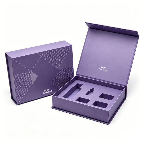Purple Magnetic Perfume Collapsible Gift Box with Foam Insert