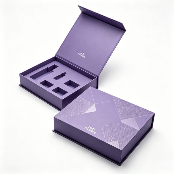 Purple Magnetic Perfume Collapsible Gift Box with Foam Insert