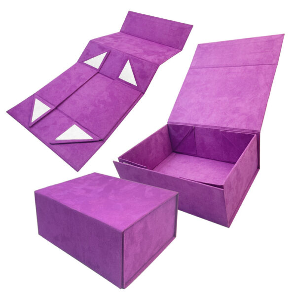 Purple Suede Collapsible Cosmetic Gift Box