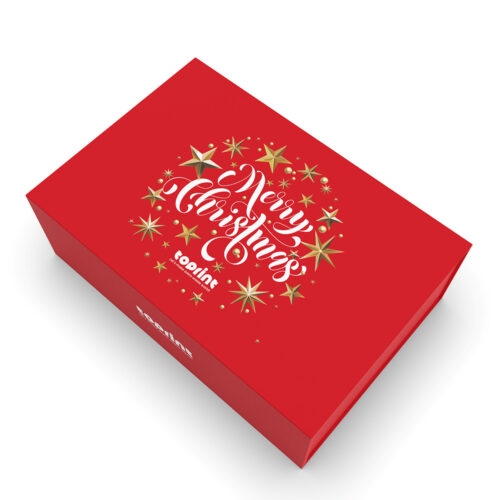 Red Starburst Christmas Collapsible Gift Box with 3-Slot Insert Red Starburst Christmas Collapsible Gift Box with 3-Slot Insert