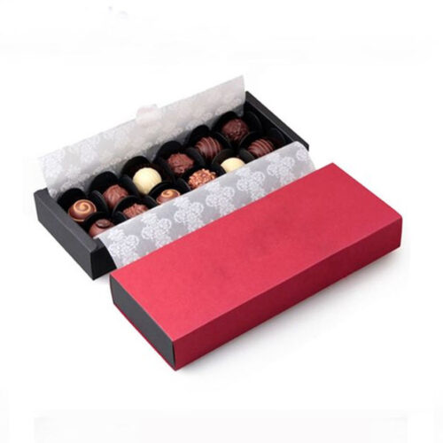 Red and Black Ribbon-Tied Chocolate Collapsible Gift Box