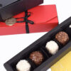 Red and Black Ribbon-Tied Chocolate Collapsible Gift Box