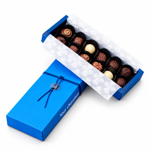 Royal Blue Chocolate Collapsible Gift Box with Decorative Cord Tie Royal Blue Chocolate Collapsible Gift Box with Decorative Cord Tie