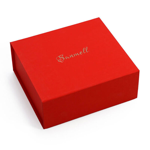 Scarlet Red Gold Script Holiday Collapsible Gift Box