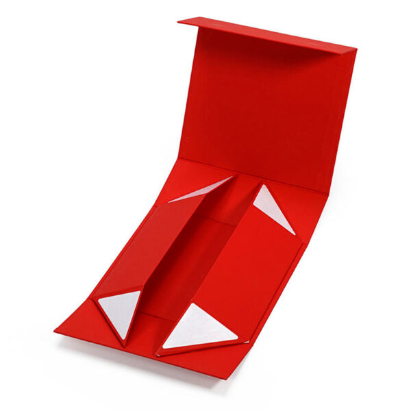 Scarlet Red Gold Script Holiday Collapsible Gift Box