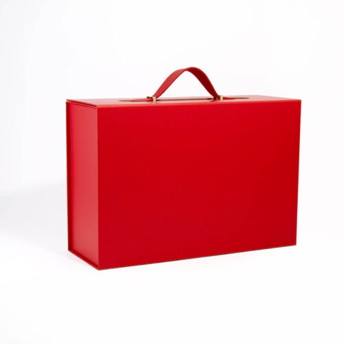 Scarlet Red Strap Handle Skincare Collapsible Gift Box