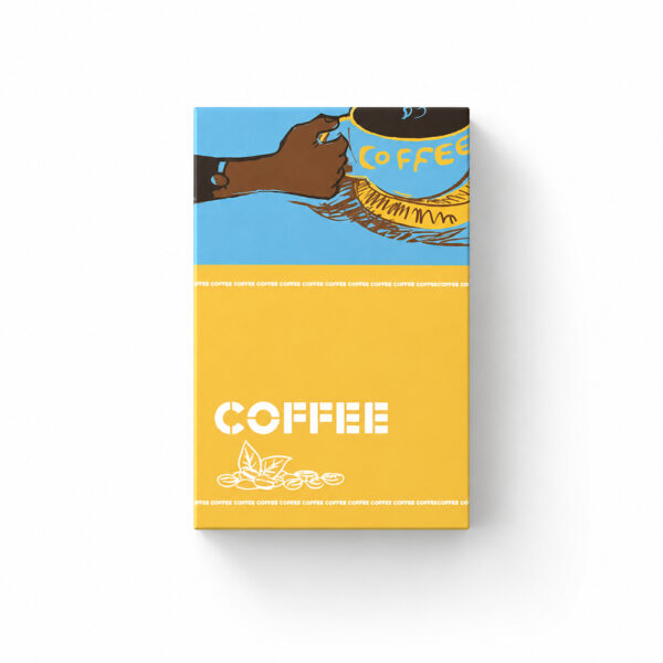 Sky Blue & Yellow Illustrated Coffee Collapsible Gift Box