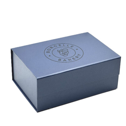Slate Blue Circular Logo Collapsible Gourmet Food Gift Box Slate Blue Circular Logo Collapsible Gourmet Food Gift Box