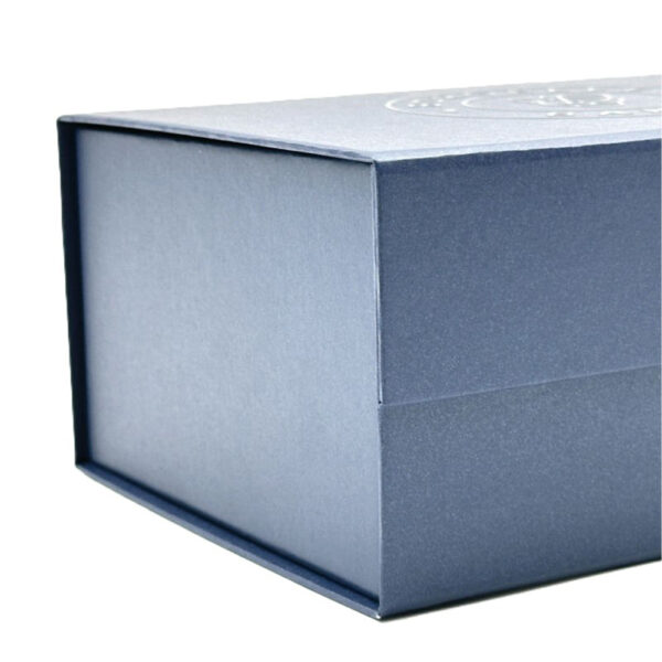 Slate Blue Circular Logo Collapsible Gourmet Food Gift Box